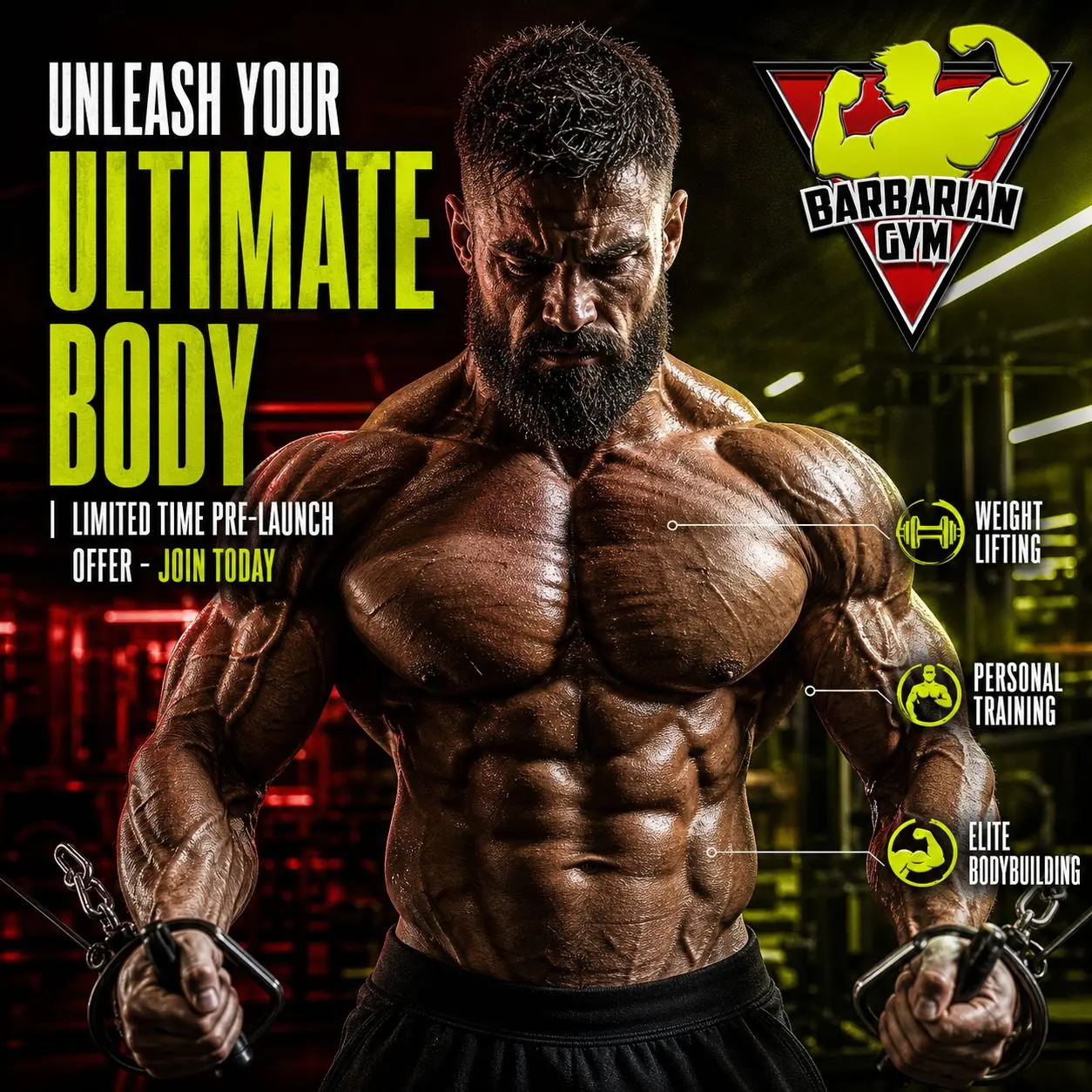 Barbarian Gym — Unleash Your Ultimate Body Fitness Poster