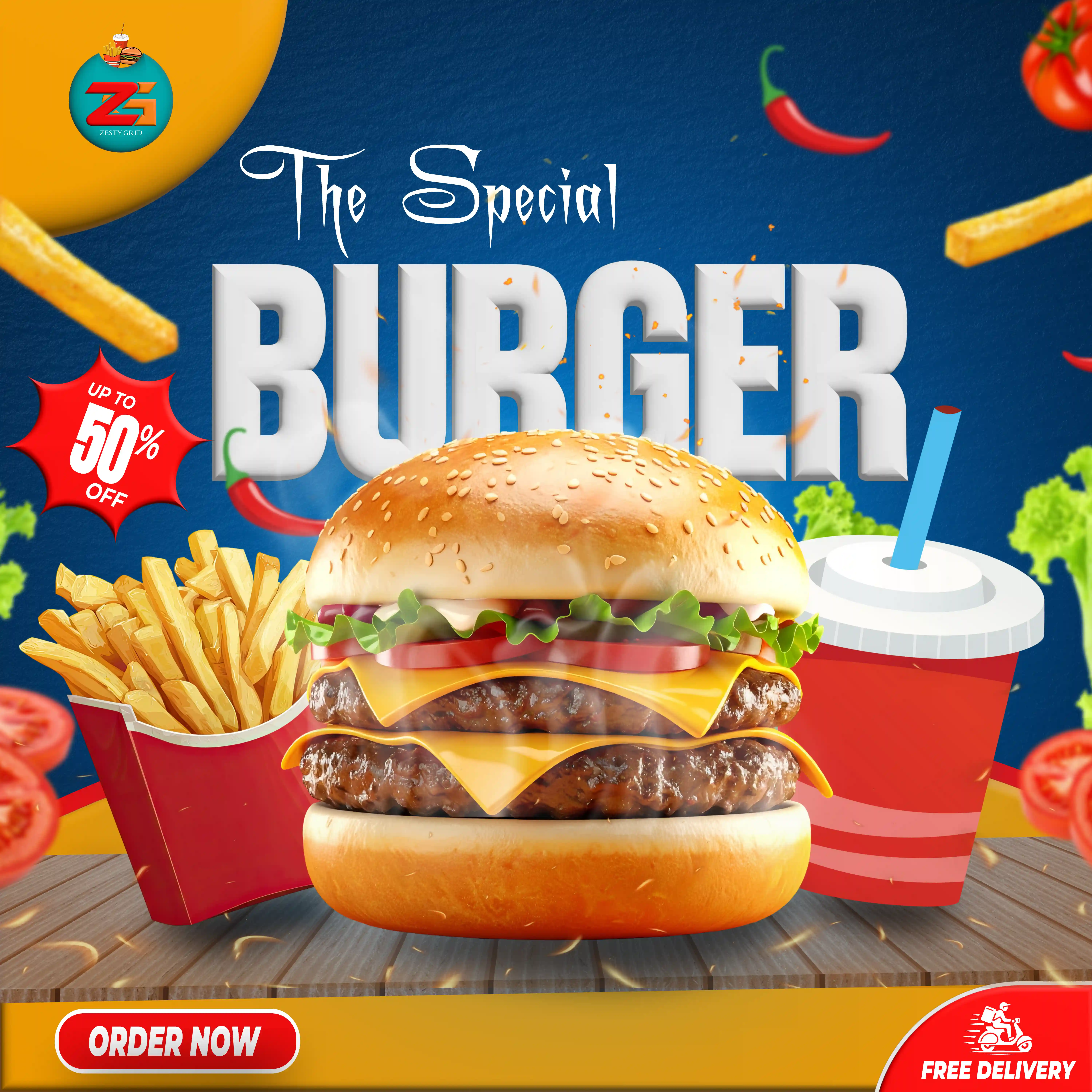 Zesty Grid — The Special Double Cheeseburger Promo Ad